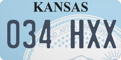 KS license plate 034HXX
