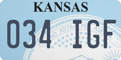 KS license plate 034IGF