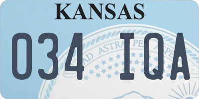 KS license plate 034IQA