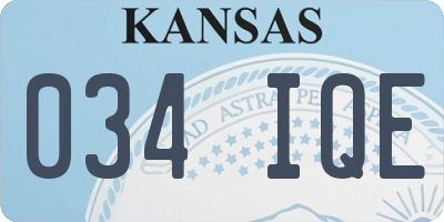KS license plate 034IQE