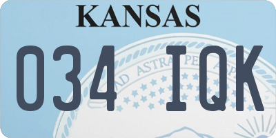 KS license plate 034IQK