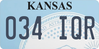 KS license plate 034IQR