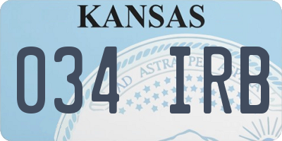 KS license plate 034IRB