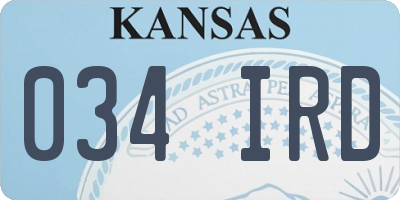 KS license plate 034IRD