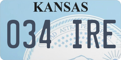 KS license plate 034IRE