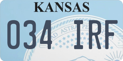 KS license plate 034IRF