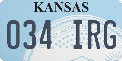 KS license plate 034IRG