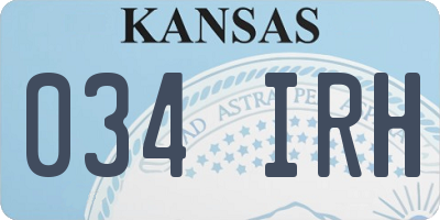 KS license plate 034IRH