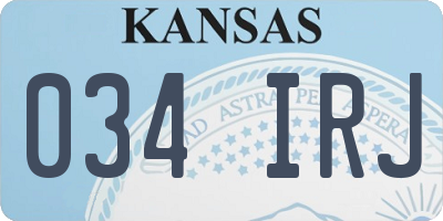 KS license plate 034IRJ