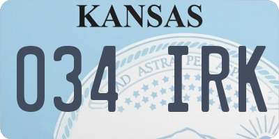 KS license plate 034IRK