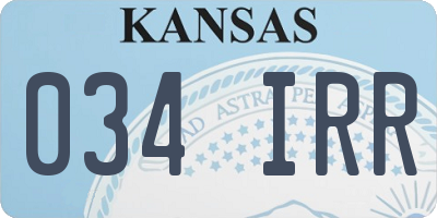 KS license plate 034IRR