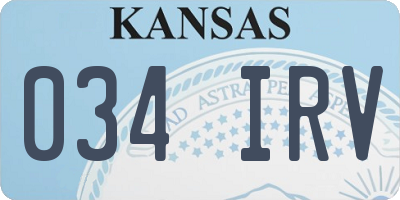 KS license plate 034IRV