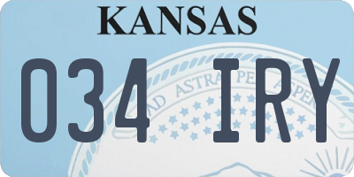 KS license plate 034IRY