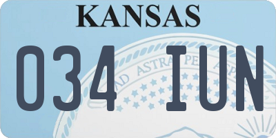 KS license plate 034IUN