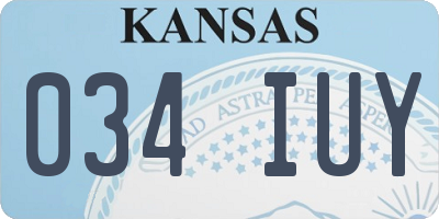 KS license plate 034IUY