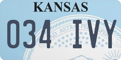 KS license plate 034IVY