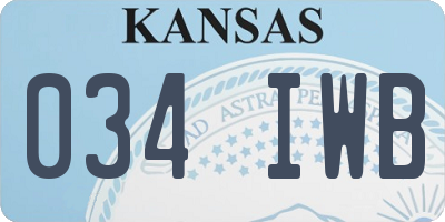 KS license plate 034IWB