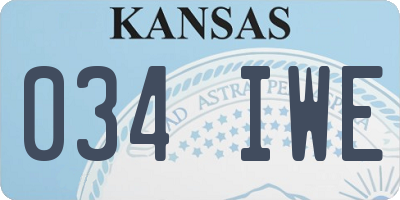 KS license plate 034IWE