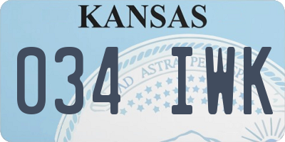 KS license plate 034IWK