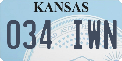KS license plate 034IWN