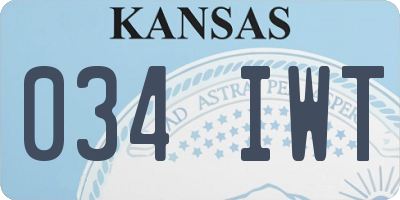 KS license plate 034IWT