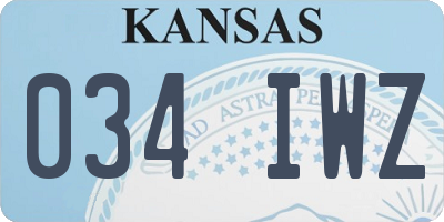 KS license plate 034IWZ