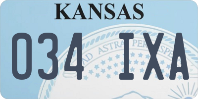 KS license plate 034IXA