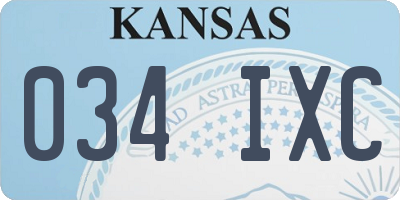 KS license plate 034IXC