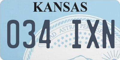KS license plate 034IXN