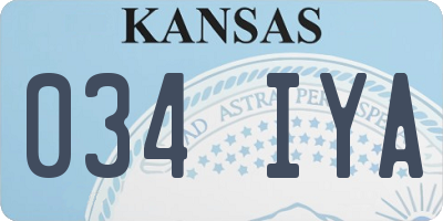 KS license plate 034IYA