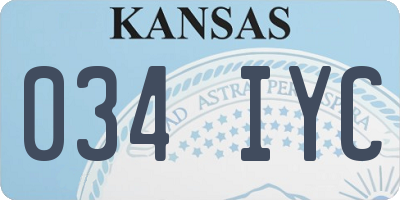 KS license plate 034IYC