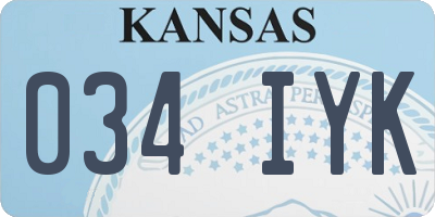 KS license plate 034IYK