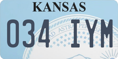 KS license plate 034IYM