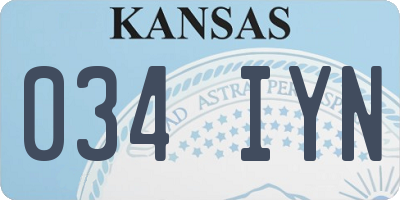 KS license plate 034IYN