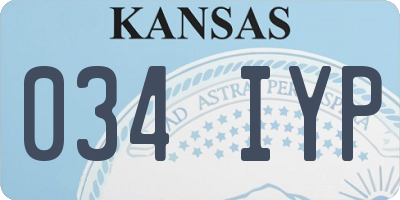 KS license plate 034IYP