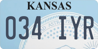 KS license plate 034IYR