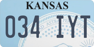 KS license plate 034IYT