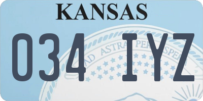 KS license plate 034IYZ