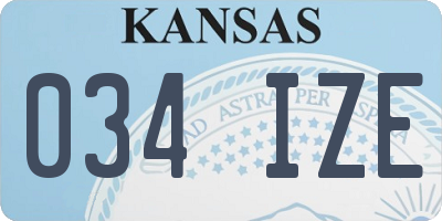 KS license plate 034IZE