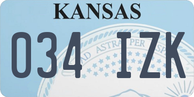KS license plate 034IZK
