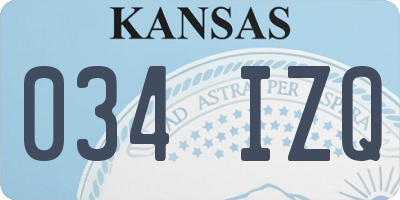 KS license plate 034IZQ