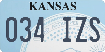 KS license plate 034IZS