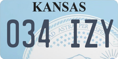 KS license plate 034IZY