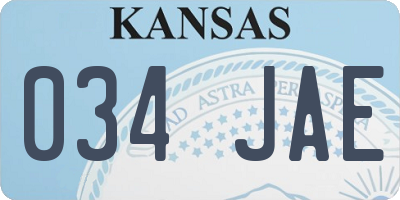 KS license plate 034JAE