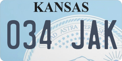KS license plate 034JAK