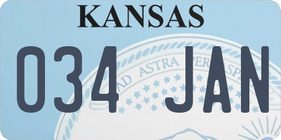 KS license plate 034JAN
