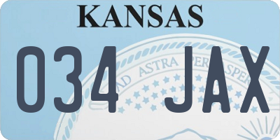 KS license plate 034JAX