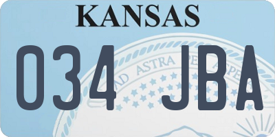KS license plate 034JBA
