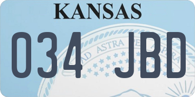 KS license plate 034JBD