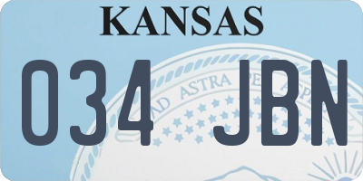 KS license plate 034JBN